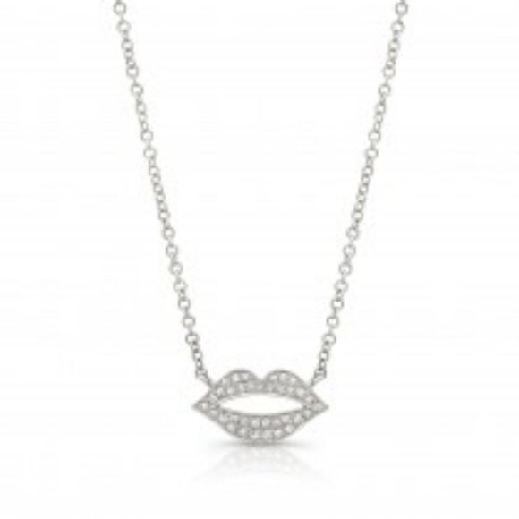 14K Diamond Lips Necklace